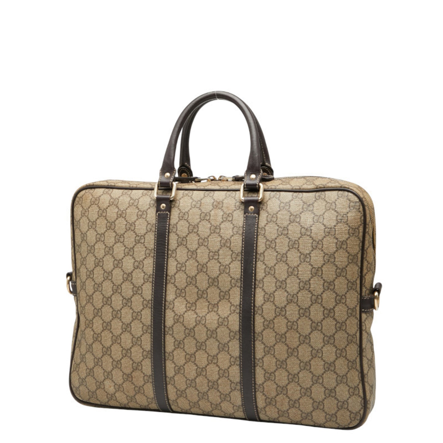 Gucci Gg Supreme Business Bag 201480 Beige Brown Leather