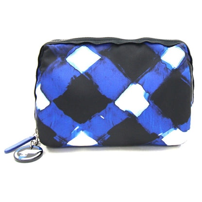 Chanel Pouch Blue Black Off-White Nylon
