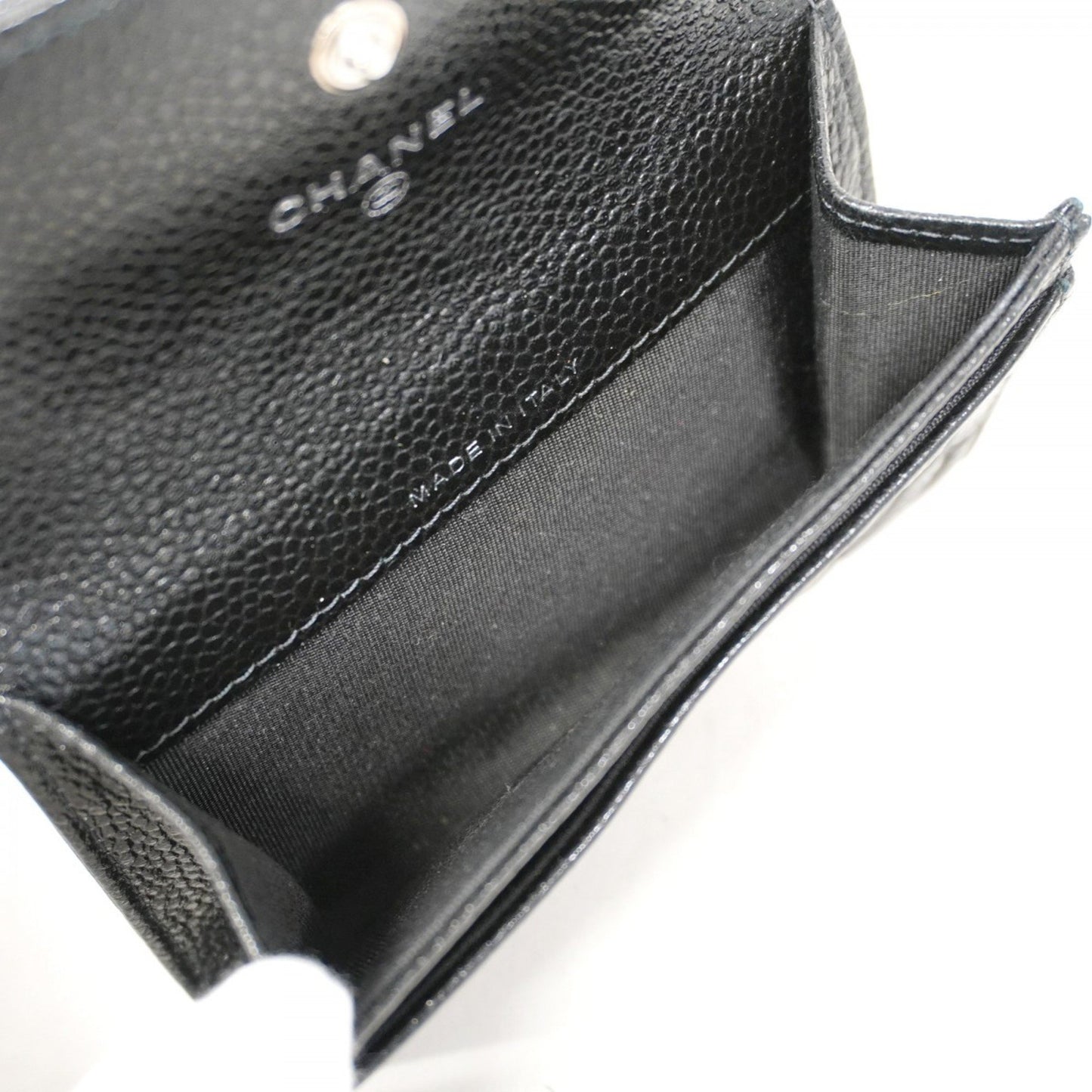 Chanel Camellia Caviar Leather Business Card Case