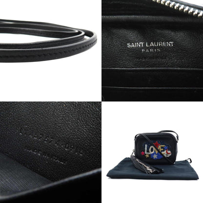 Saint Laurent Shoulder Bag Leather Black Multicolor Silver