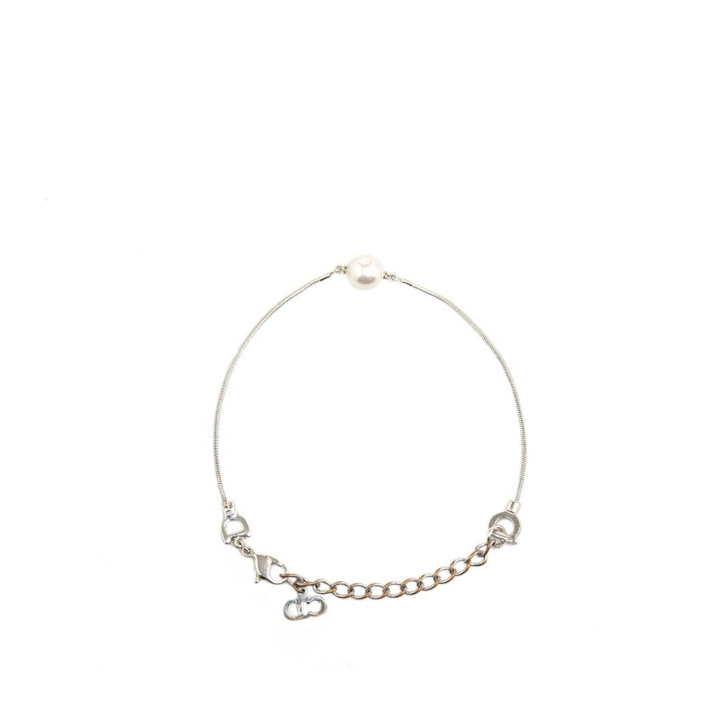 Christian Dior Dior Bracelet Silver Fake Pearl Metal