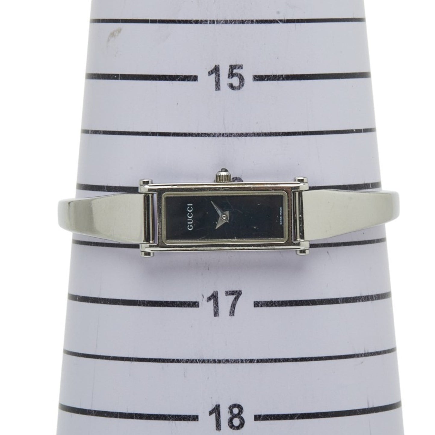 Gucci 1500L Quartz Watch With Black Dial And Stainless Steel