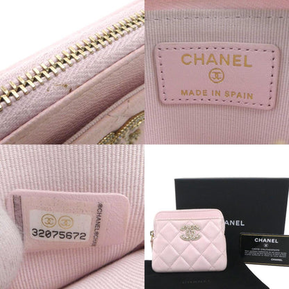 Chanel Wallet/Coin Case Chanel 19 Zip Caviar Skin Leather Light Pink