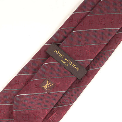 Louis Vuitton Monogram Regimental Silk Wine Red Tie For Men