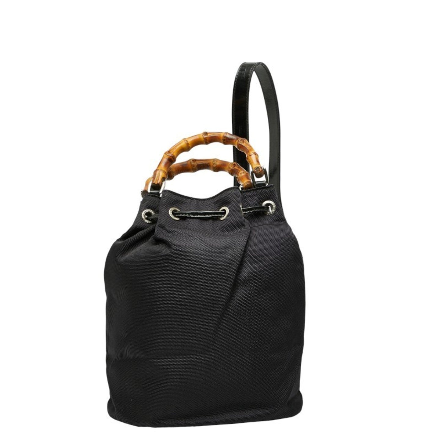 Gucci Bamboo Handbag/Shoulder Bag 2Way 003 2854 Black Nylon Leather