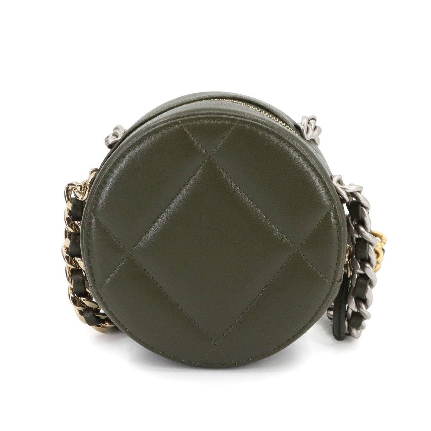 Chanel 19 Round Clutch Chain Shoulder Bag In Khaki Lambskin