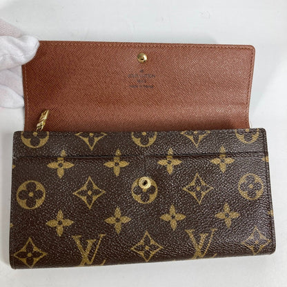Louis Vuitton M61726 Monogram Porte Monnaie Credit Flap Long Wallet In Canvas