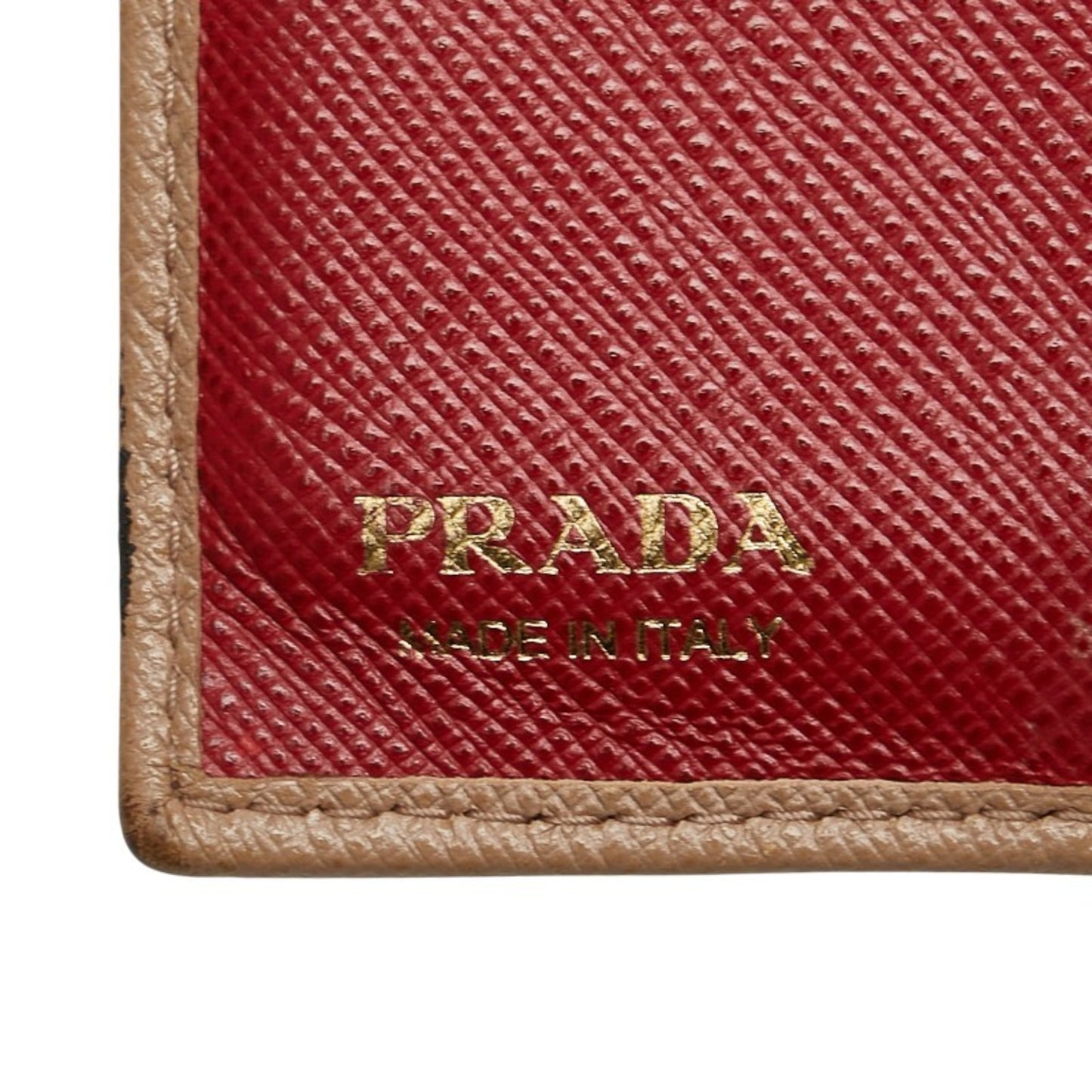 Prada Logo Bifold Wallet In Beige Leather
