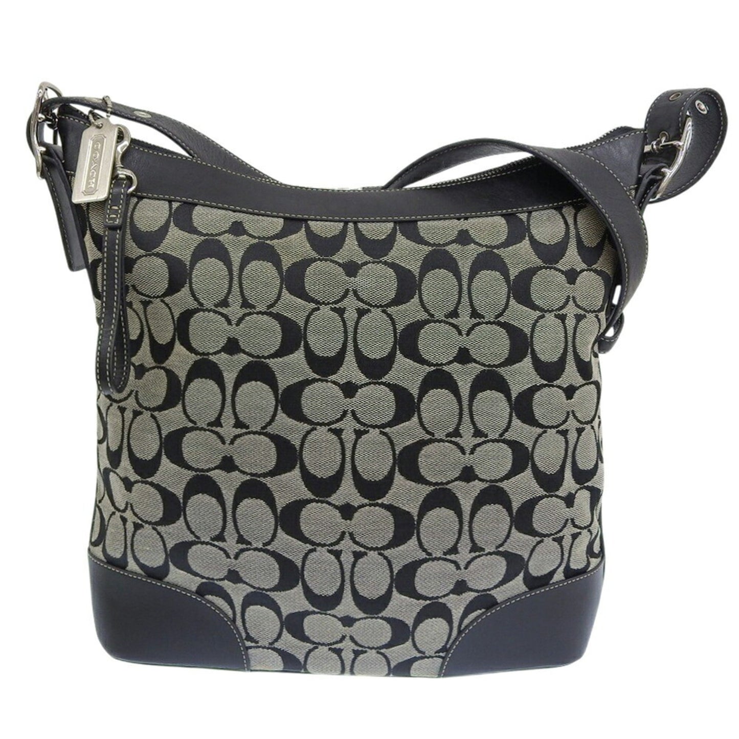Coach Signature Shoulder Bag 6346 Canvas Gray/Black