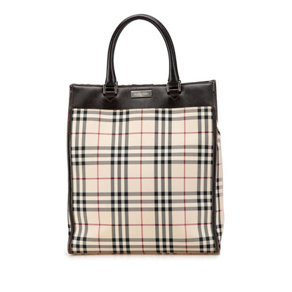 Burberry Nova Check Handbag Beige Brown Canvas Leather