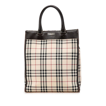 Burberry Nova Check Handbag Beige Brown Canvas Leather