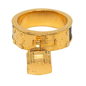Hermes Kelly Scarf Ring Gold Black Plated