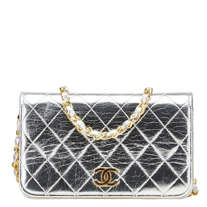 Chanel Matelasse Coco Mark Chain Shoulder Bag In Silver Leather