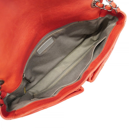 Chanel Shoulder Bag Wild Stitch W Chain Leather Red