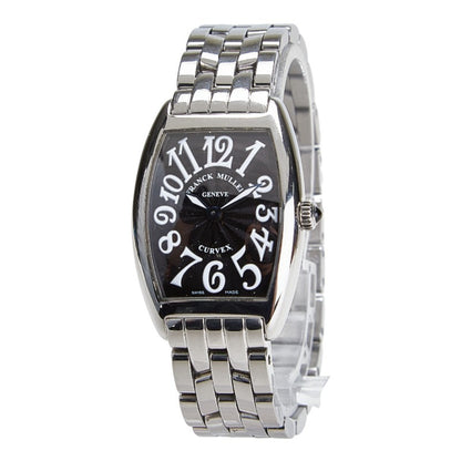 Franck Muller Tonneau Curvex Watch 1752B Quartz Black Dial Stainless Steel