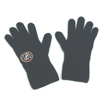 Fendi Fxy554 Zucca Wool/Cashmere Gloves With Logo Patch