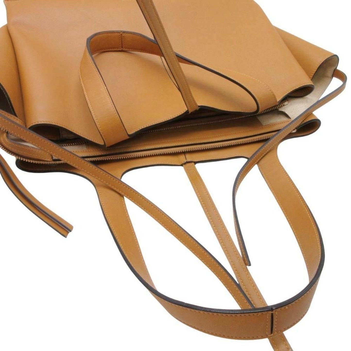 Celine Tri-Fold Leather Handbag Tote Bag In Mustard