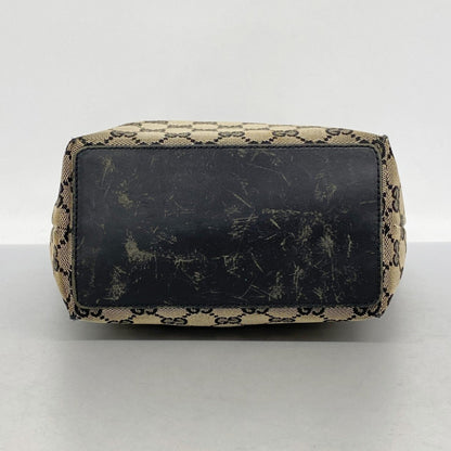 Gucci Tote Bag Gg Canvas 002 1099 Brown Black Champagne