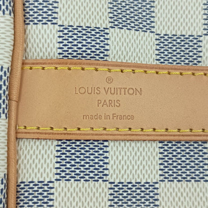 Louis Vuitton Louis Vuitton Damier Azur Keepall Bandouliere Boston Bag 55 N41429 White Leather