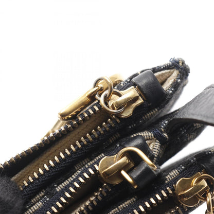 Christian Dior Dior Saddle Bag Oblique Shoulder Canvas Leather