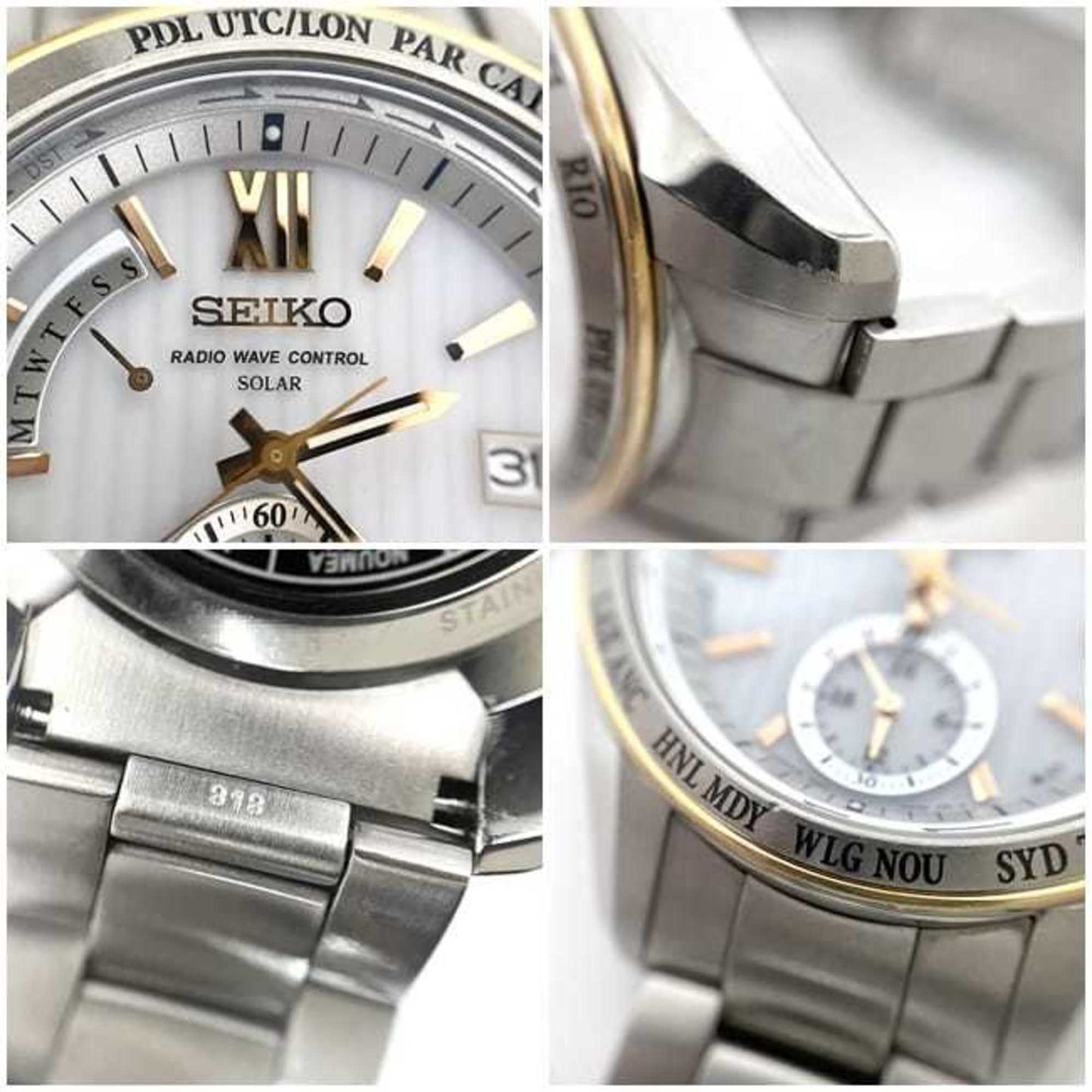 Seiko Watch Brightz Date White Silver 8B54-0Aw0 F-20461 Solar Quartz Seiko