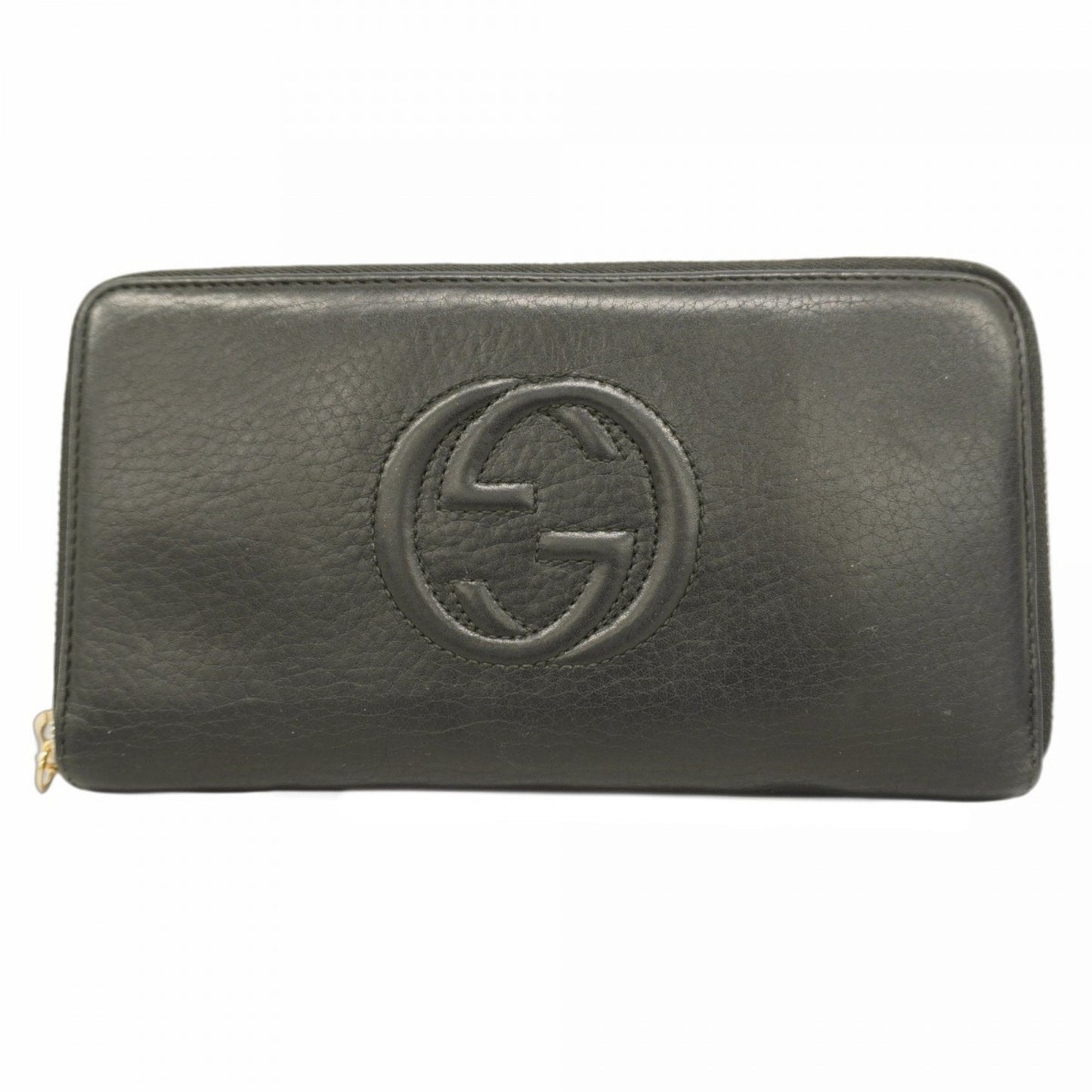 Gucci Soho Long Wallet 291102 Leather Black Champagne