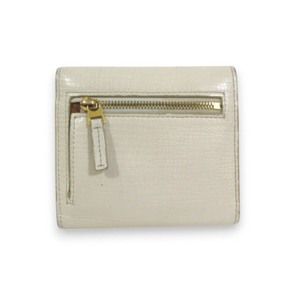 Bottega Veneta Palmellato Leather Tri-Fold Wallet Compact Ivory X Gold Hardware