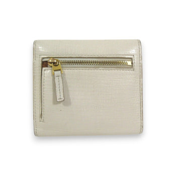 Bottega Veneta Palmellato Leather Tri-Fold Wallet Compact Ivory X Gold Hardware