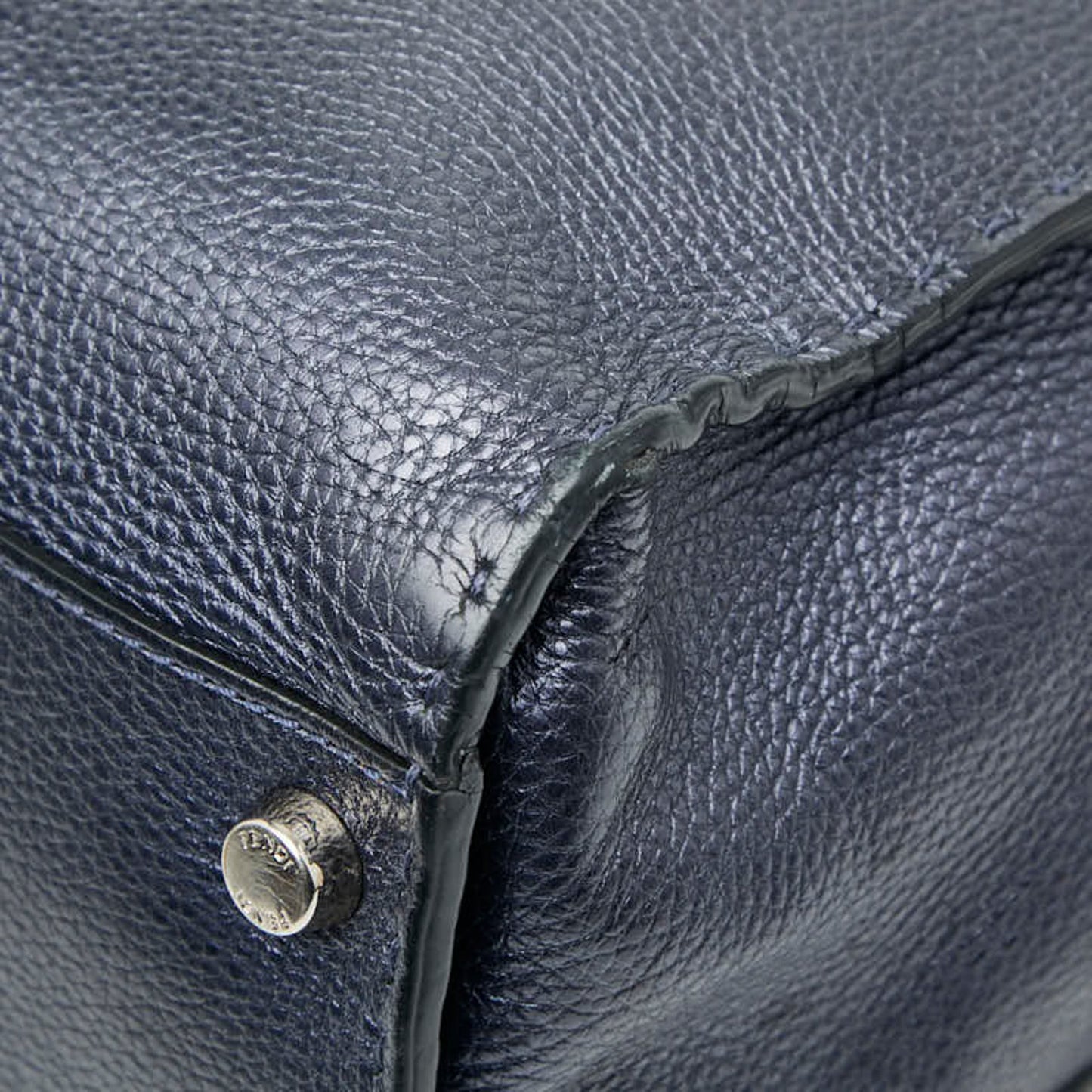 Fendi Selleria Peekaboo Fit Bugseye Monster Business Bag Shoulder 2-Way Navy Leather