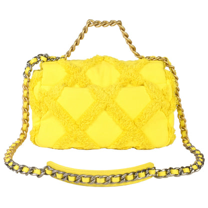 Chanel 19 Matelasse Chain Shoulder Bag No. 30 Canvas Leather Yellow