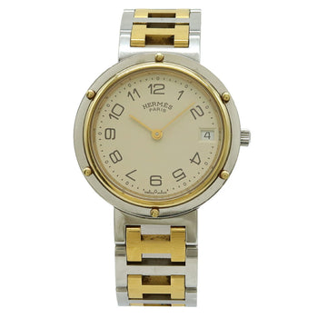 Hermes Clipper Ivory Dial Stainless Steel Gp Two-Tone