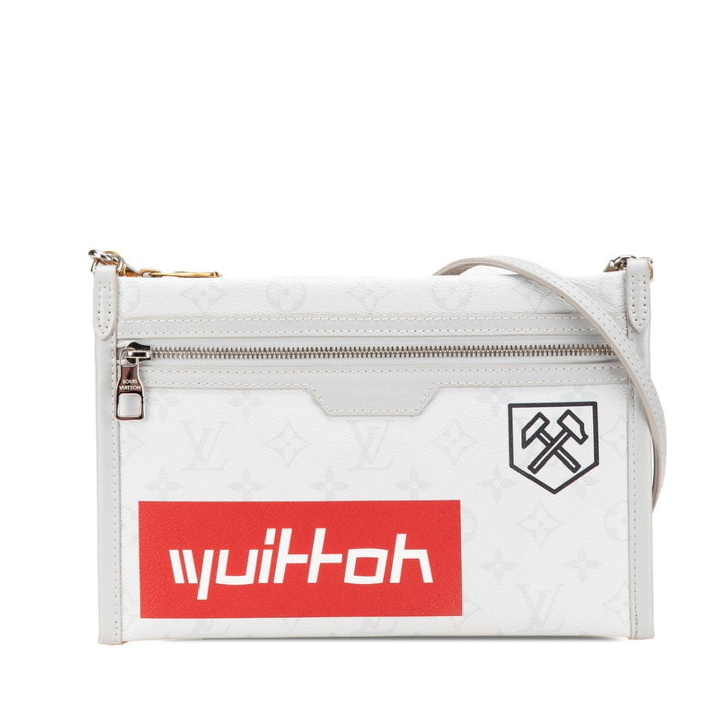 Louis Vuitton Monogram Flat Messenger Shoulder Bag M44640 Gray