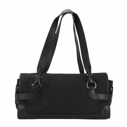 Salvatore Ferragamo Handbag Ex-21 4913 Gancini Canvas Leather Black Shoulder Bag