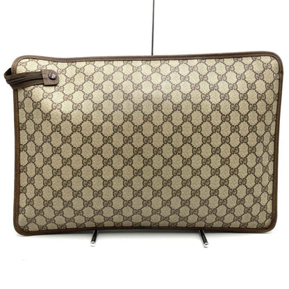 Gucci 017 115 Second Bag Clutch Pouch Gg Supreme Sherry Line Leather Brown