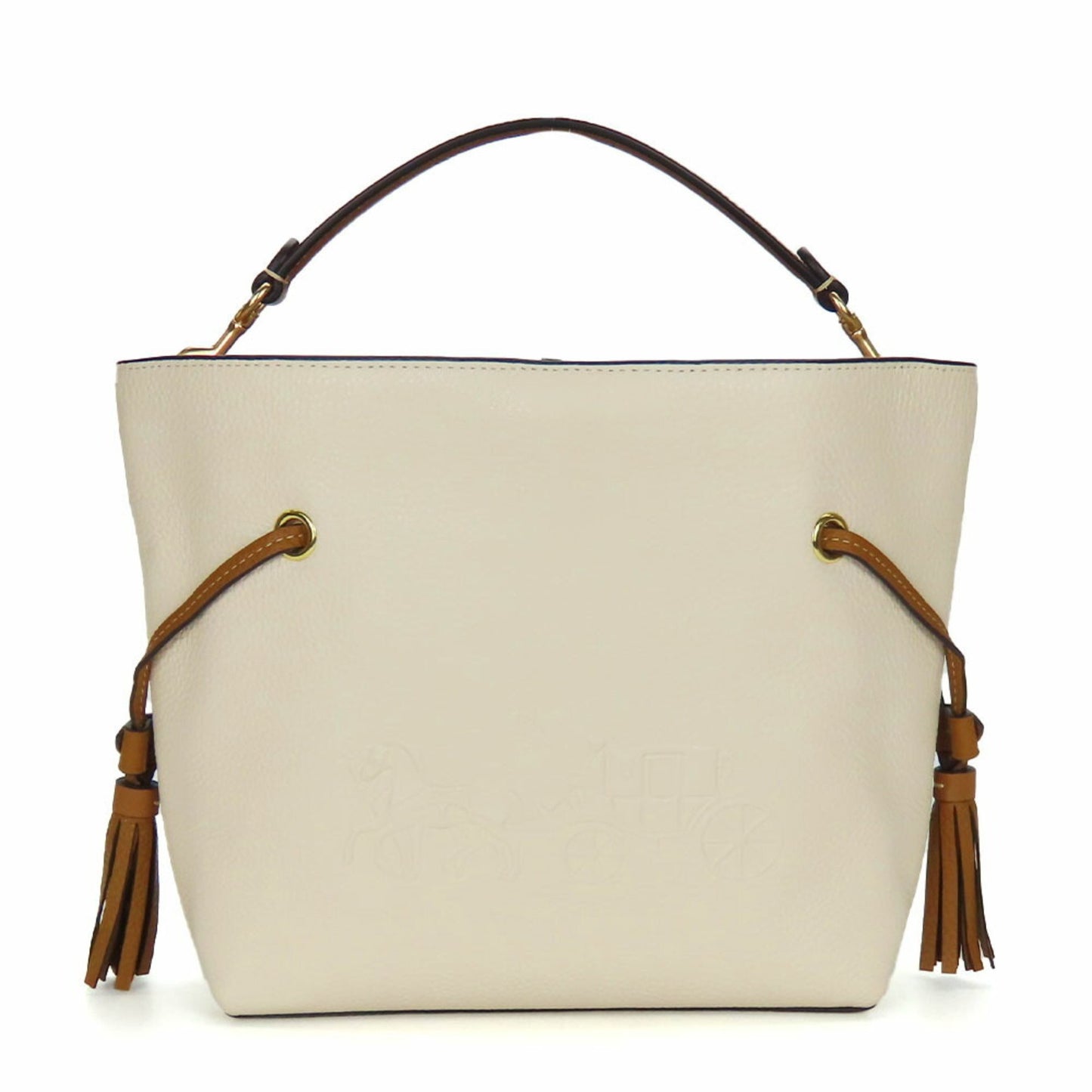 Coach Shoulder Bag Ca164 Leather White Brown