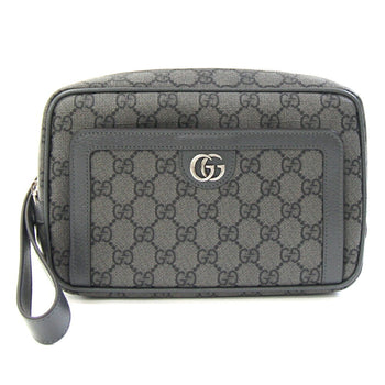 Gucci Clutch Bag Offdia Gg Pouch 760245 Gray Pvc Leather Second Supreme