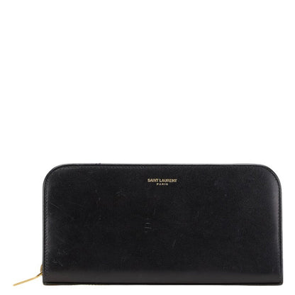 Saint Laurent Round Zip Long Wallet 326599 Black Leather