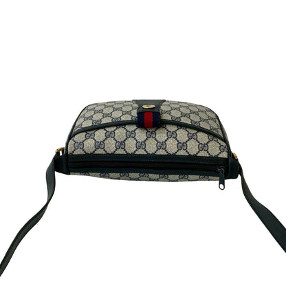 Gucci Old Gucci Sherry Line Gg Logo Hardware Leather Shoulder Bag Pochette Navy Blue 35467