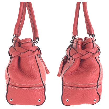 Coach Pink Silver Hardware Leather Tote Bag Shoulder