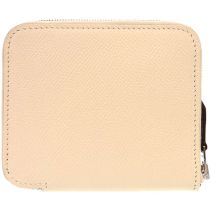 Unused Herms Azap Compact Silkin Epsom Leather Nata U Stamp (Made In 2022) White Coin Case Wallet