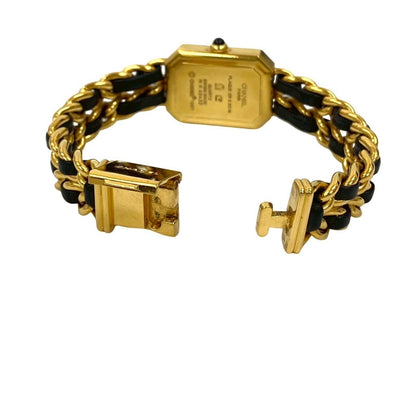 Chanel Premiere M-Size Quartz Stainless Steel Leather Wristwatch In Gold