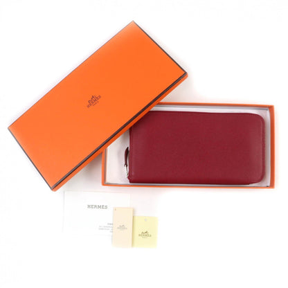 Hermes Azap Long Classic Ruby Epsom Leather Round Zip Wallet