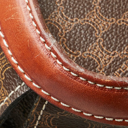 Celine Macadam Shoulder Bag Tote Brown Leather