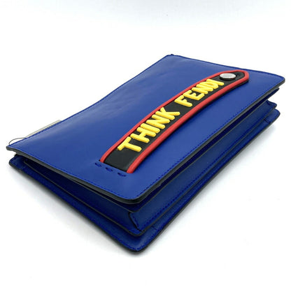 Fendi 7Va350 Vocabulary Clutch Bag Think Second Pouch Blue Leather