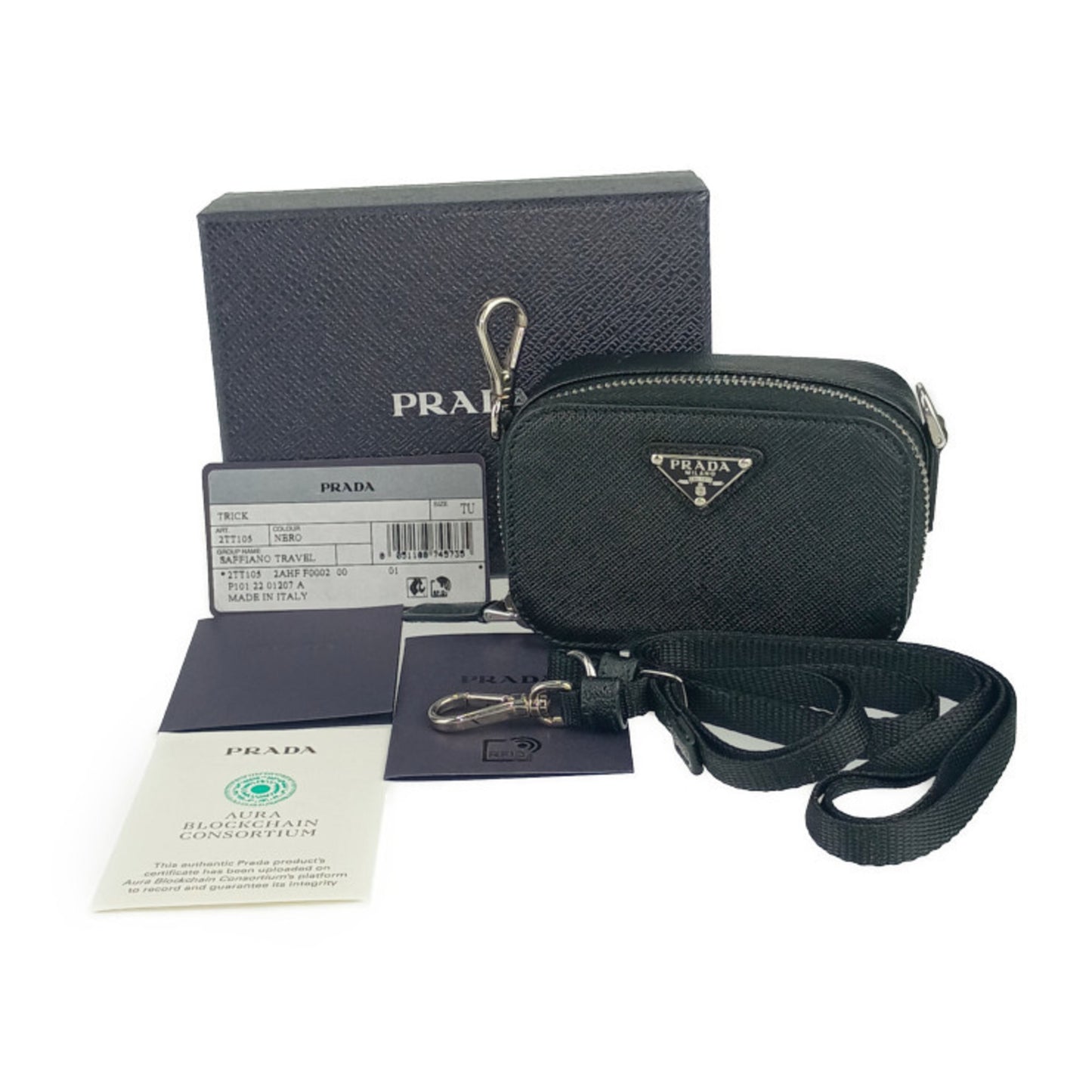 Prada Prada Shoulder Pouch Saffiano Mini 2Tt105 Black Leather