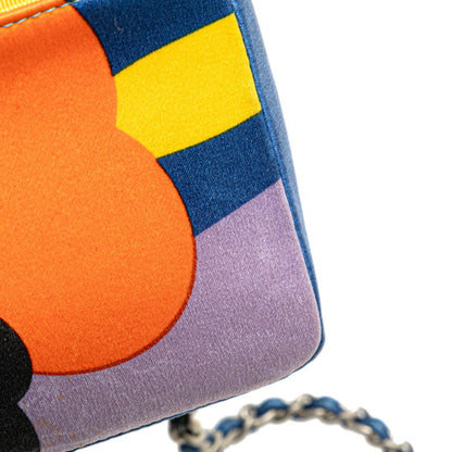 Chanel Coco Mark Print Mini Chain Shoulder Bag In Blue Multicolored Satin