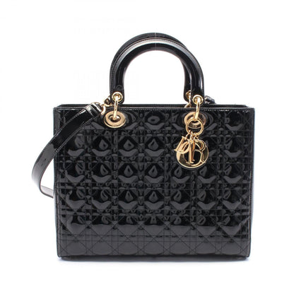 Christian Dior Dior Lady Large Cannage Handbag Patent Leather