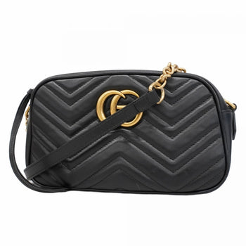 Gucci Gg Marmont Shoulder Bag 447632 Leather Black