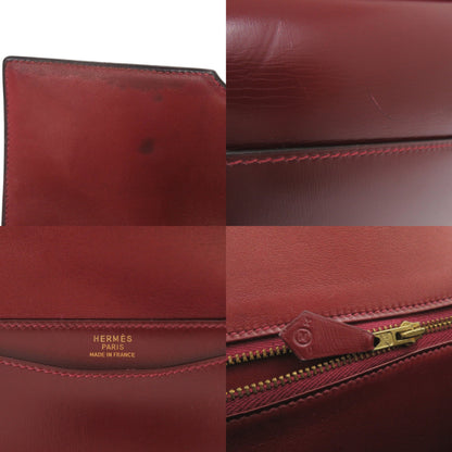 Herms Vintage Braided Strap Box Calf Rouge H Shoulder Bag With ?M Stamp