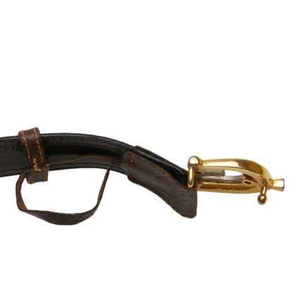 Gucci Old Belt Brown Beige Leather Canvas